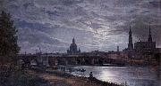 View of Dresden at Full Moon, johann christian Claussen Dahl